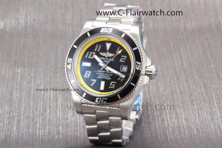 Copy Breitling Superocean Abyss Black Dial Yellow Inner